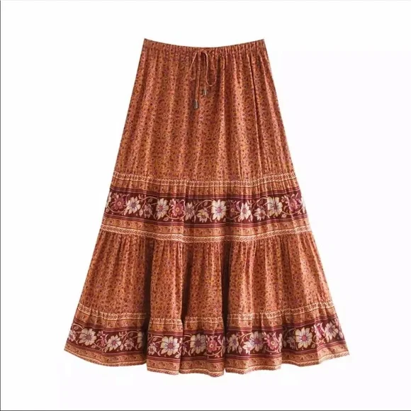 Boho floral gypsy skirt print maxi long blue - Picture 14 of 14